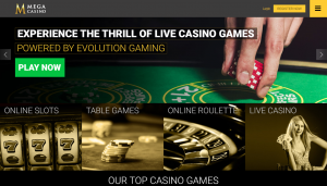 mega casino homepage